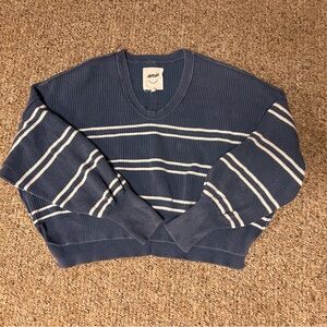 Aerie Blue and White Striped crop Sweater, size XL